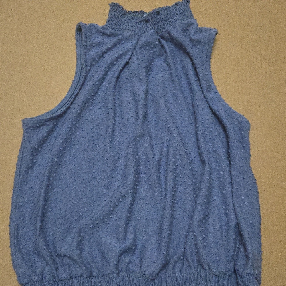 W5 Size Small Blue Tank Top With Raised Collar